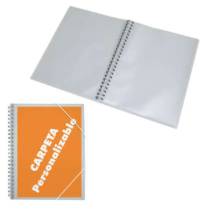 dohe carpeta con fundas a4 tapa de polipropileno de 500 micras bolsillo personalizable 30 fundas transparentes cierre de gomas elasticas