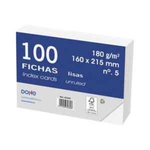 dohe fichas de cartulina offset blanca 180g paquete de 100 fichas lisas