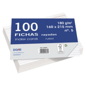 dohe fichas de cartulina offset blanca de 180g 100 unidades rayadas