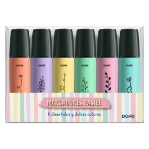 dohe pack de 6 marcadores fluorescentes pastel punta biselada con trazo de 1 5 mm colores surtidos