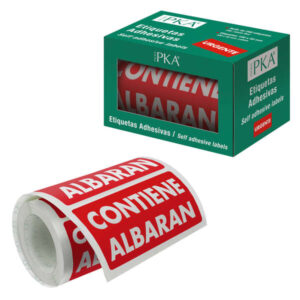 dohe rollo de 200 etiquetas adhesivas contiene albaran 100x50mm letras blancas sobre fondo rojo ideal para expedicion de paquetes