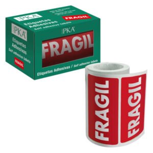 dohe rollo de 200 etiquetas adhesivas fragil 100x50mm letras blancas sobre fondo rojo ideal para expedicion de paquetes