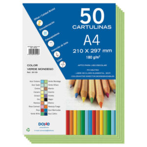 dohe cartulinas de colores de 180 g/m2 tamaño a4 ph neutro libres de cloro elemental biodegradables