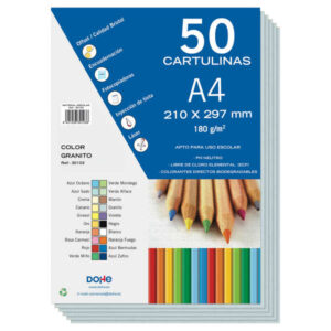 dohe cartulinas de colores de 180 g/m2 tamaño a4 ph neutro libres de cloro elemental colorantes biodegradables