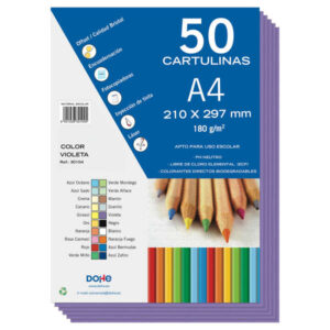 dohe cartulinas de colores de 180 g/m2 tamaño a4 ph neutro libres de cloro elemental colorantes biodegradables