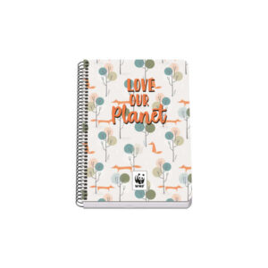 dohe cuaderno a5 cubierta en cartulina contracolada impresion a todo color plastificado brillo guardas impresas encuadernado en espiral metalico negro 80 hojas de papel offset de 90gr