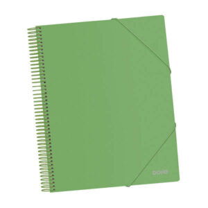 dohe carpeta con 20 fundas tamaño a4 tapa de polipropileno opaco 800 micras fundas transparentes 80 micras espiral de plastico color y gomas elasticas a juego