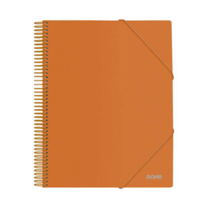 dohe carpeta con 20 fundas tamaño a4 tapa de polipropileno opaco de 800 micras fundas transparentes de 80 micras espiral de plastico colorido gomas elasticas a juego
