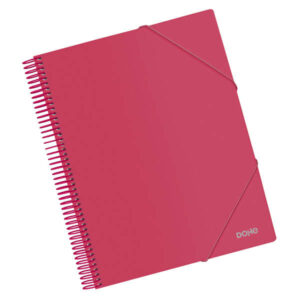 dohe carpeta con 20 fundas tamaño a4 tapa de polipropileno opaco de 800 micras fundas transparentes de 80 micras espiral de plastico de color gomas elasticas a juego