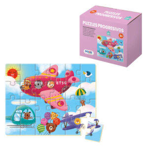 dohe puzzle infantil de 24 piezas tematica aviones fabricado en doble capa de carton capa intermedia de contrachapado estimula la imaginacion a partir de 3 años