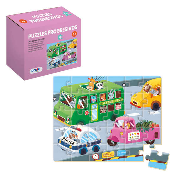 dohe puzzle infantil de 30 piezas tematica vehiculos fabricado en doble capa de carton capa intermedia de contrachapado estimula la imaginacion a partir de 3 años