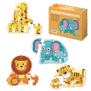 dohe pack de 4 puzzles para niños de 6 piezas tematica animales doble capa de carton capa intermedia de contrachapado estimula imaginacion a partir de 2 años