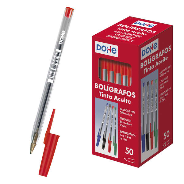 dohe boligrafos de tinta a base de aceite punta de bola de 1mm trazo de 0.4mm cuerpo transparente y capucha ventilada