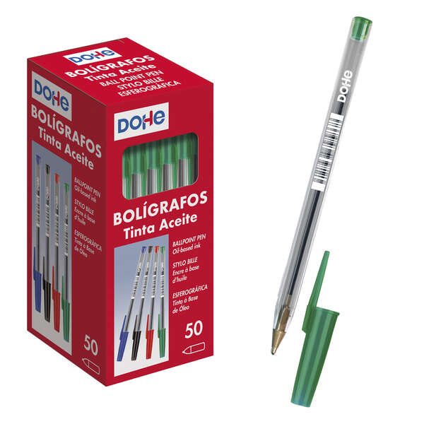 dohe boligrafos de tinta a base de aceite punta de bola metalica de 1mm trazo de 0.4mm cuerpo transparente con capucha ventilada