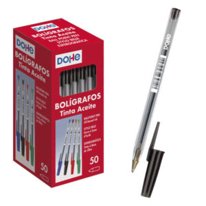 dohe boligrafos de tinta a base de aceite punta de bola metalica de 1mm trazo de 0.4mm cuerpo transparente y capucha ventilada