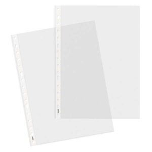 dohe basic pack de 100 fundas multitaladro tamaño a4 16 taladros polipropileno rugoso calidad basica