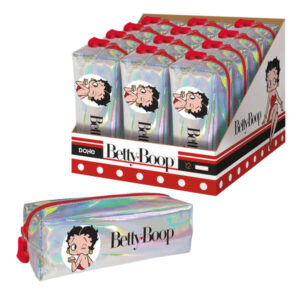 dohe expositor de 12 portadodos cuadrados brillantes de betty boop 200mm material flexible y resistente cierre con cremallera de color