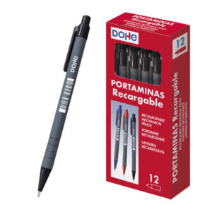 dohe portaminas recargable 0.5mm cuerpo de plastico punta acolchada metalica clip goma de borrar en pulsador grip