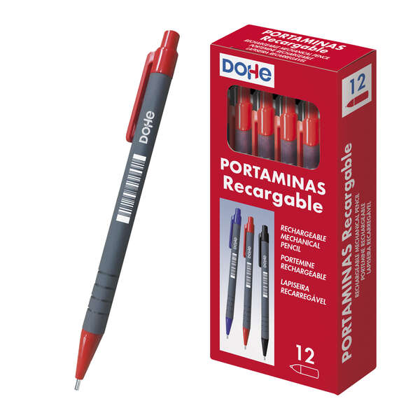 dohe portaminas recargable 0.5mm cuerpo de plastico punta acolchada metalica clip goma de borrar en pulsador grip