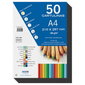 dohe cartulinas de colores de 180 g/m2 tamaño a4 ph neutro libres de cloro elemental colorantes biodegradables