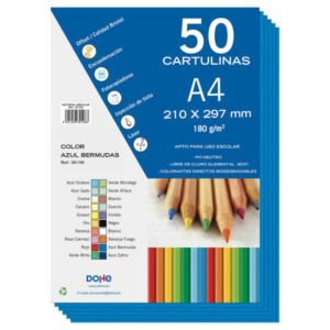 dohe cartulinas de colores de 180 g/m2 tamaño a4 ph neutro libres de cloro elemental colorantes biodegradables