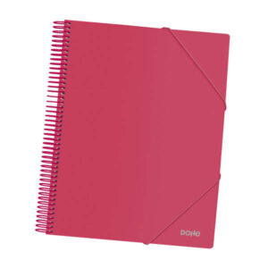 dohe carpeta con 30 fundas tamaño a4 tapa de polipropileno opaco 800 micras fundas transparentes 80 micras espiral de plastico color gomas elasticas a juego