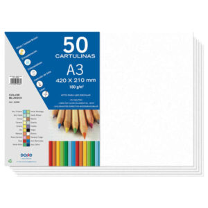 dohe pack de 50 cartulinas a3 de 180gr con ph neutro libres de cloro elemental color blanco
