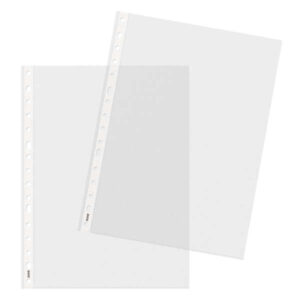 dohe basic plus pack de 100 fundas multitaladro tamaño a4 16 taladros polipropileno rugoso calidad basica plus