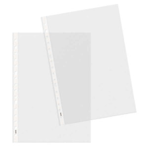 dohe basic plus pack de 100 fundas multitaladro tamaño folio 16 taladros polipropileno rugoso calidad basica plus
