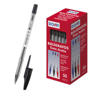dohe boligrafos de tinta a base de aceite punta de bola metalica de 1mm trazo de 0.4mm cuerpo transparente y capucha ventilada