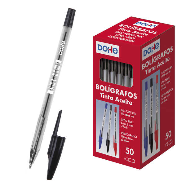 dohe boligrafos de tinta a base de aceite punta de bola metalica de 1mm trazo de 0.4mm cuerpo transparente y capucha ventilada