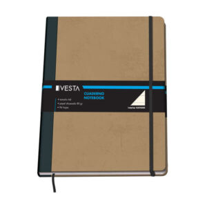 dohe cuaderno cartone con puntas redondeadas 96 hojas de papel ahuesado de 80gr tapa en tres piezas con lomera de tela cierre de gomas y cinta de registro