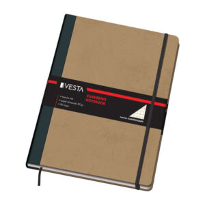 dohe cuaderno cartone con puntas redondeadas 96 hojas de papel ahuesado de 80gr tapa en tres piezas con lomera de tela cierre de gomas y cinta de registro