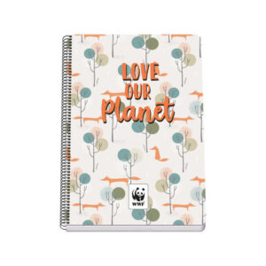 dohe cuaderno tamaño folio cubierta en cartulina contracolada impresion a todo color plastificado brillo guardas impresas encuadernado en espiral metalico negro