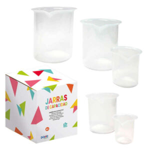 dohe juego de jarras graduadas de plastico 1l, 0.5l, 0.25l, 100ml, 50ml recomendado para tercer ciclo de primaria