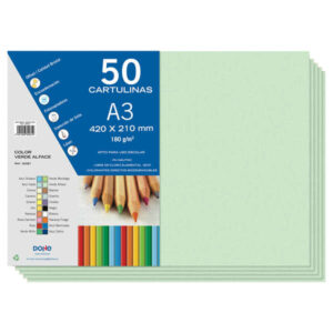 dohe pack de 50 cartulinas a3 de 180gr con ph neutro libres de cloro elemental color verde alface