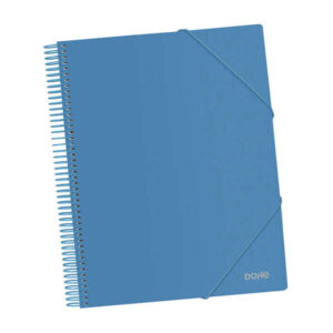 dohe carpeta con 40 fundas tamaño a4 tapa de polipropileno opaco de 800 micras fundas transparentes de 80 micras espiral de plastico colorido gomas elasticas a juego