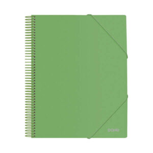 dohe carpeta con 40 fundas tamaño a4 tapa de polipropileno opaco de 800 micras fundas transparentes de 80 micras espiral de plastico de color gomas elasticas a juego