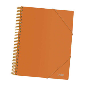 dohe carpeta con 40 fundas tamaño a4 tapa de polipropileno opaco de 800 micras fundas transparentes de 80 micras espiral de plastico de color gomas elasticas a juego