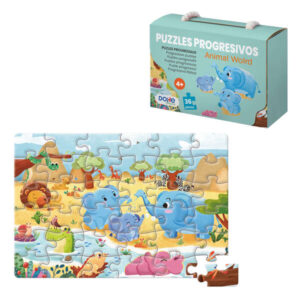 dohe puzzle infantil de 36 piezas tematica animales fabricado en doble capa de carton capa intermedia de contrachapado estimula la imaginacion