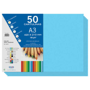 dohe pack de 50 cartulinas a3 gramaje de 180g libres de cloro colorantes biodegradables color azul oceano