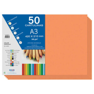 dohe cartulinas a3 50 hojas gramaje de 180g color naranja