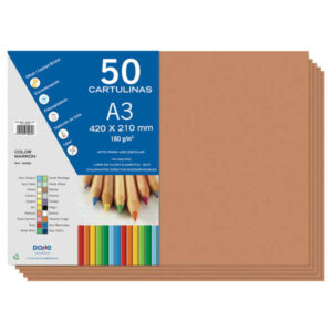 dohe pack de 50 cartulinas a3 de 180gr con ph neutro libres de cloro elemental color marron
