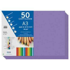 dohe pack de 50 cartulinas a3 de 180gr con ph neutro libres de cloro elemental color violeta