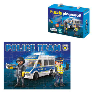 dohe playmobil puzzle para niños de 48 piezas tematica policia doble capa de carton capa intermedia de contrachapado estimula imaginacion y razonamiento atractivos colores y dibujos