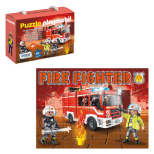dohe playmobil puzzle para niños de 48 piezas tematica bomberos doble capa de carton capa intermedia de contrachapado estimula imaginacion y razonamiento atractivos colores y dibujos