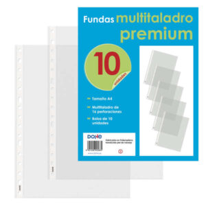 dohe 10 fundas multitaladro premium con 16 perforaciones polipropileno rugoso