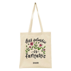 dohe totebag grande de algodon 50% reciclado y organico 220g/m2 asas largas sostenible y respetuoso con el medio ambiente ideal para uso diario