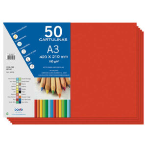 dohe cartulinas a3 50 hojas gramaje de 180g color rojo