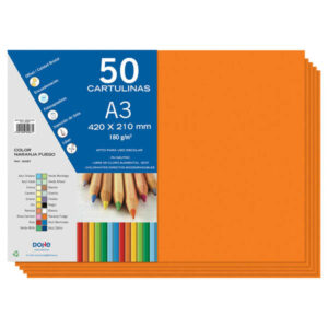 dohe pack de 50 cartulinas a3 de 180gr con ph neutro libres de cloro elemental color naranja